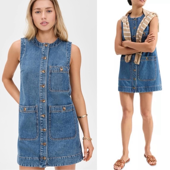 BNWT! Veronica Beard Oakley Blue Denim Mini Shift Dress - Picture 1 of 5